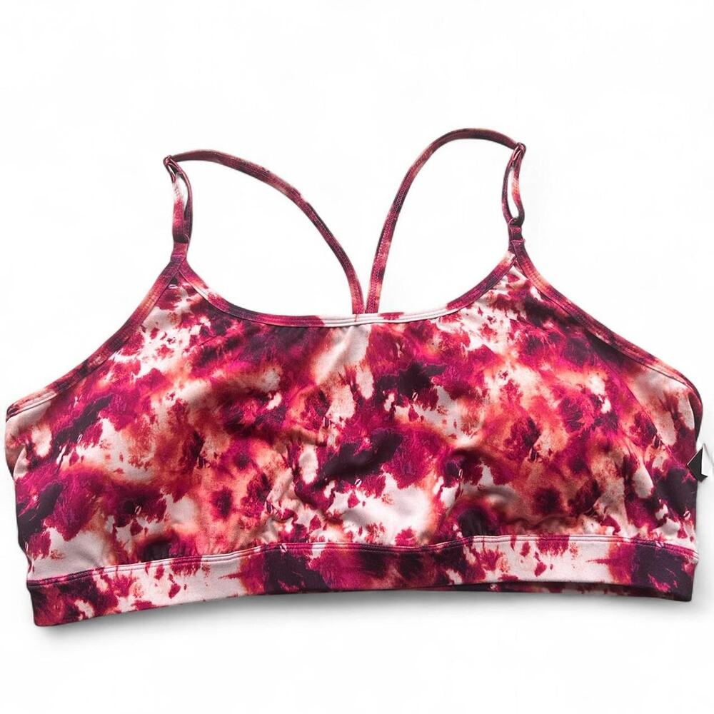 Nwt pink and white tie‎ Sports Bra PLUS 3X Womens Idealology NEW!